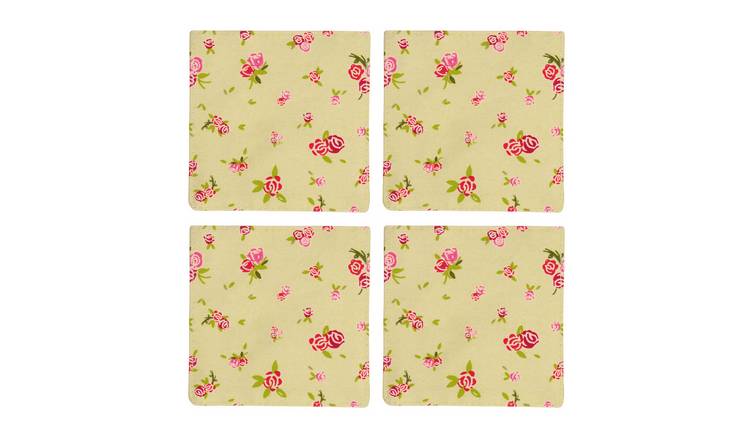Orsina Set Of 4 Rose Cottage Coasters - Assorted