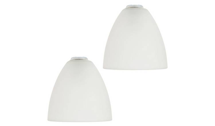 Happy Homewares Pair of Frosted White Glass with Shape Pendant Shade - 15cm