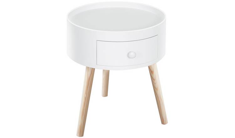HOMCOM Modern Side Table with Drawer - White