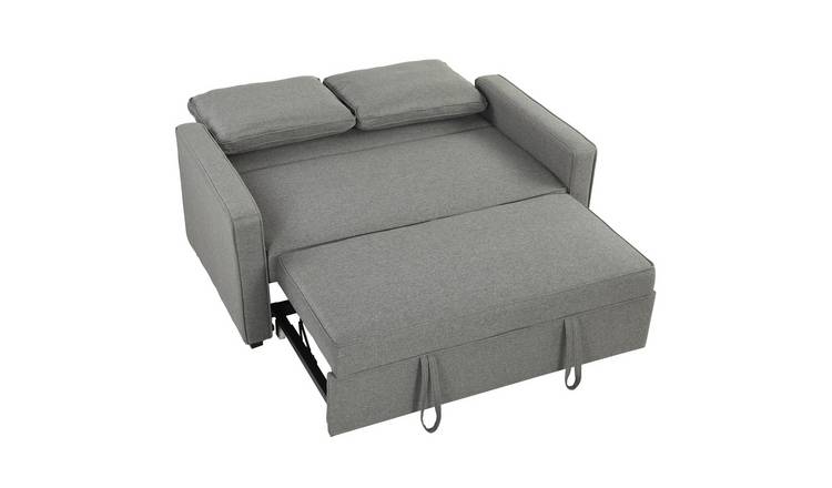 HOMCOM 2 Seater Adjustable Sofa Bed with Wood Frame - Grey