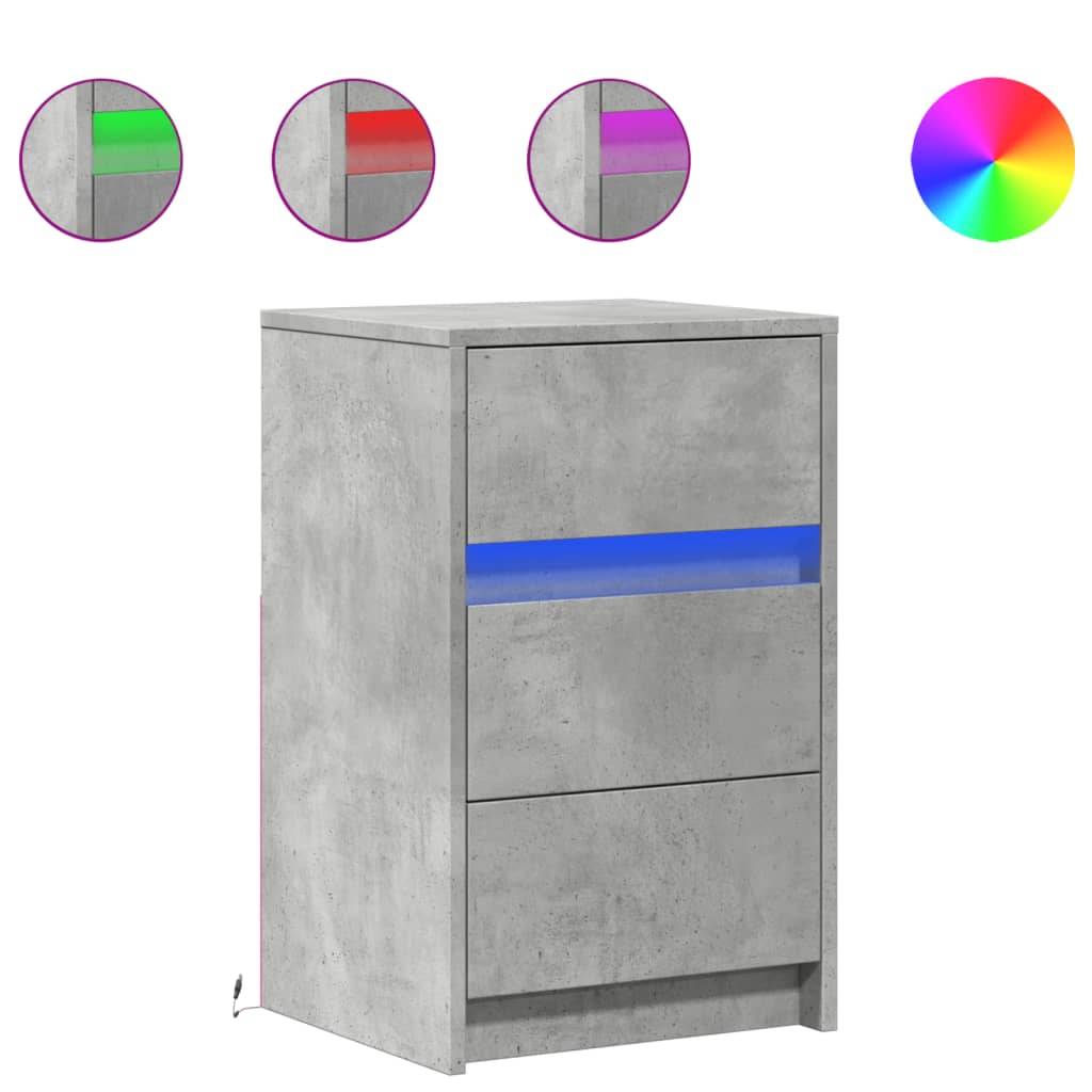 Walplus LED Engineered Wood Bedside Cabinet - Stone Grey - 38 x 34 x 61 cm - Image 2