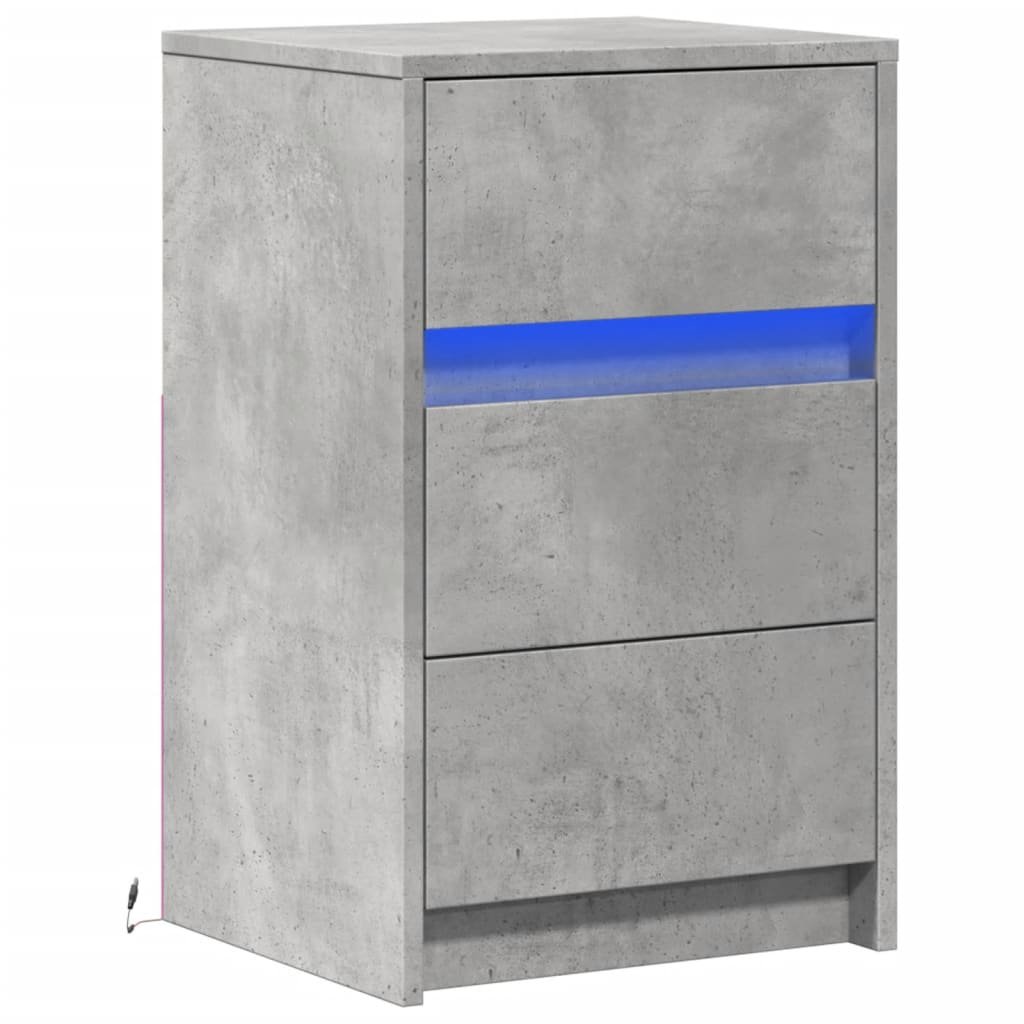 Walplus LED Engineered Wood Bedside Cabinet - Stone Grey - 38 x 34 x 61 cm - Image 3