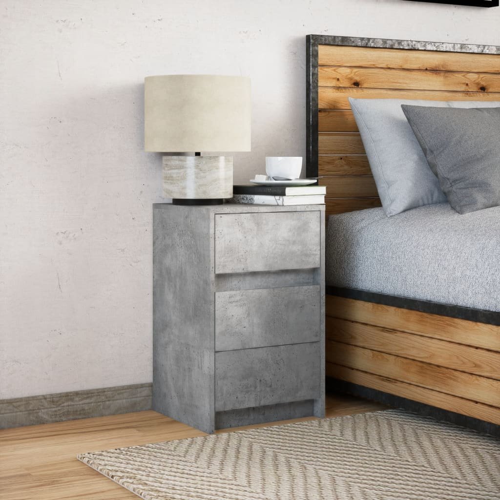 Walplus LED Engineered Wood Bedside Cabinet - Stone Grey - 38 x 34 x 61 cm - Image 4
