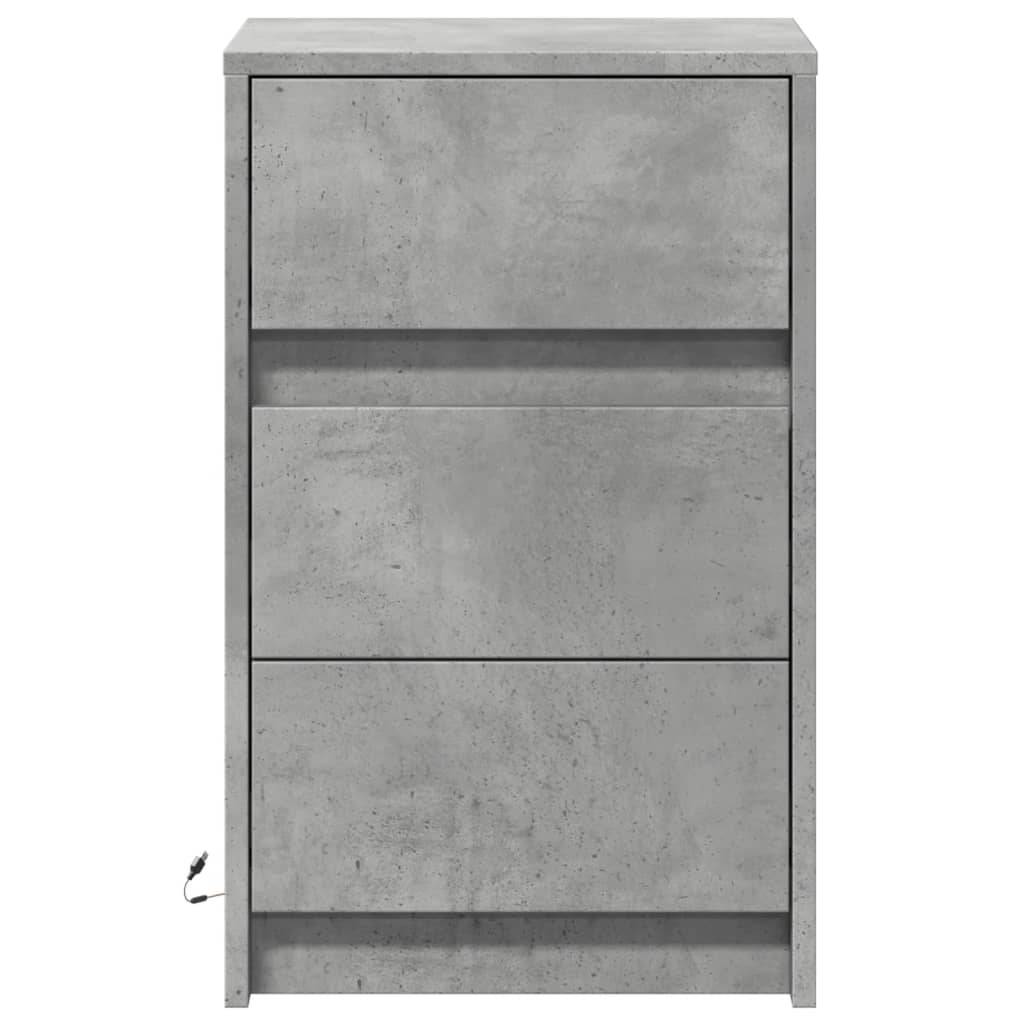 Walplus LED Engineered Wood Bedside Cabinet - Stone Grey - 38 x 34 x 61 cm - Image 6