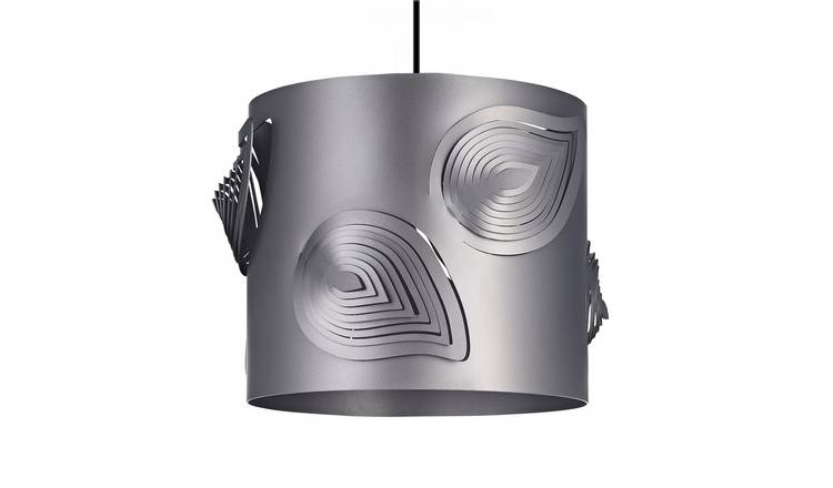 Happy Homewares Grey Solid Metal Easy Fit with Laser Cut Pendant Shade - 30cm