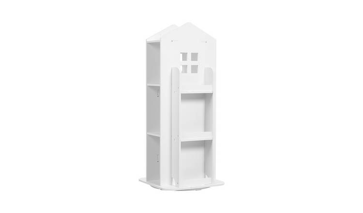 Living and Home Kids House Frame Rotating Bookshelf - White