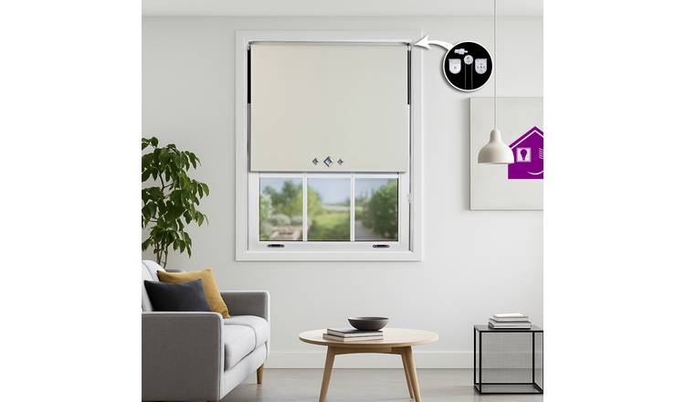 Furnished Cream Blackout Roller Blind Diamond Eyelets - 60 x 165cm