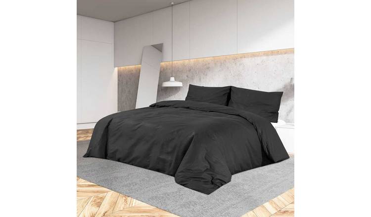 Walplus Plain Pillowcase Cotton Duvet Cover Set - Black - 80 x 80 cm