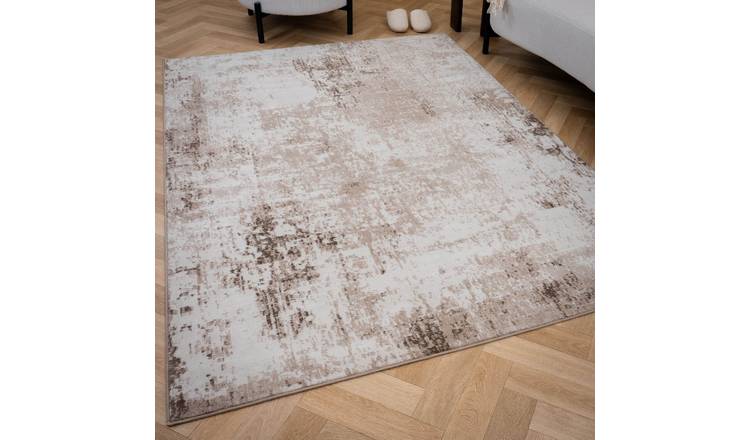 The Rugs Beige Elaris Abstract Faded Distressed Area Rug - 80 x 150cm