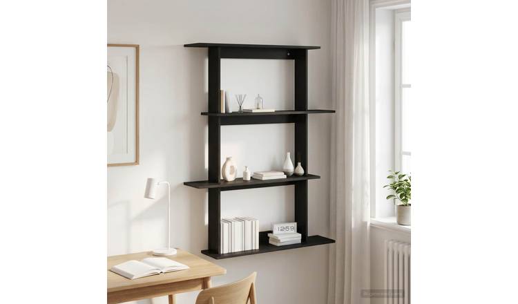 Walplus Engineered Wood Wall Shelf - Dark Oak - 100 x 20 x 126 cm