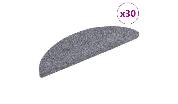 Walplus Pack of 30 Self-Adhesive Half Round Stair Mats - Light Grey - 56 x 17 cm