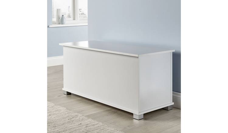 Home Source Malmo 1 Lift-Up Lid Storage Ottoman - White