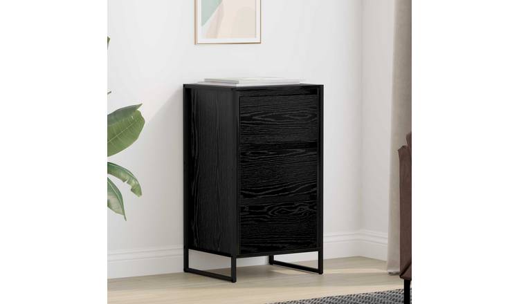 Walplus Engineered Wood Sideboard - Black Ash - 42 x 36 x 75.5 cm
