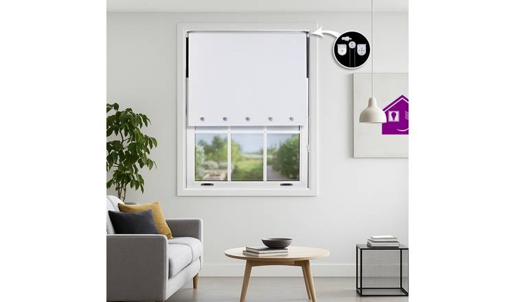 Furnished White Blackout Roller Blind Round Eyelets - 150 x 210cm