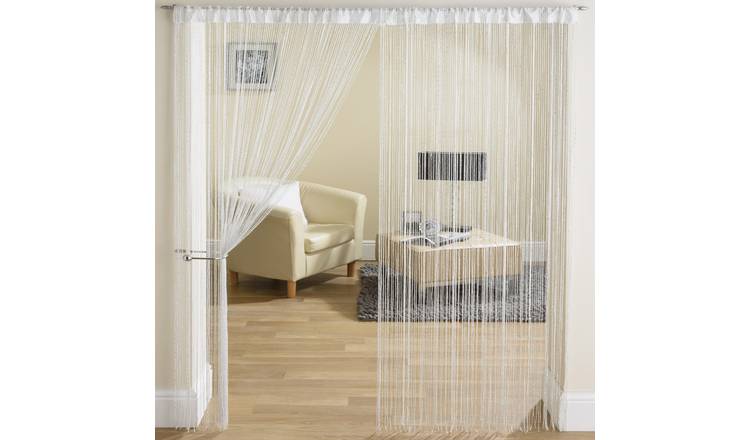 Tyrone Textiles Glam Rod Pocket String Curtain - 90 x 200cm - White