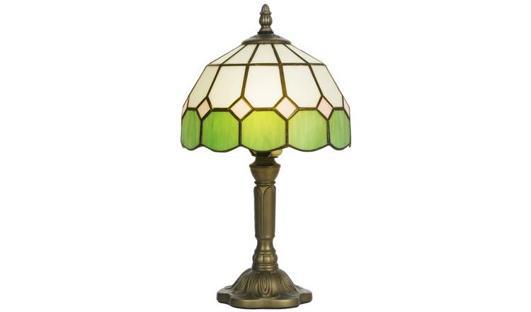HOMCOM Tiffany Style Table Lamp with Handmade Shade - Green