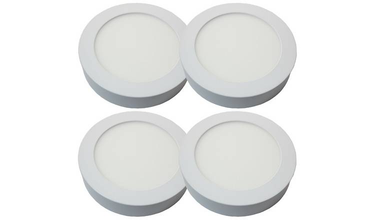 Loops Direct Set of 4 Die-Cast 12W LED Round Bulkhead Ceiling Light - White