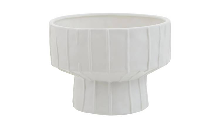 Orsina Fara Ceramic Textured Pedestal Vase - White