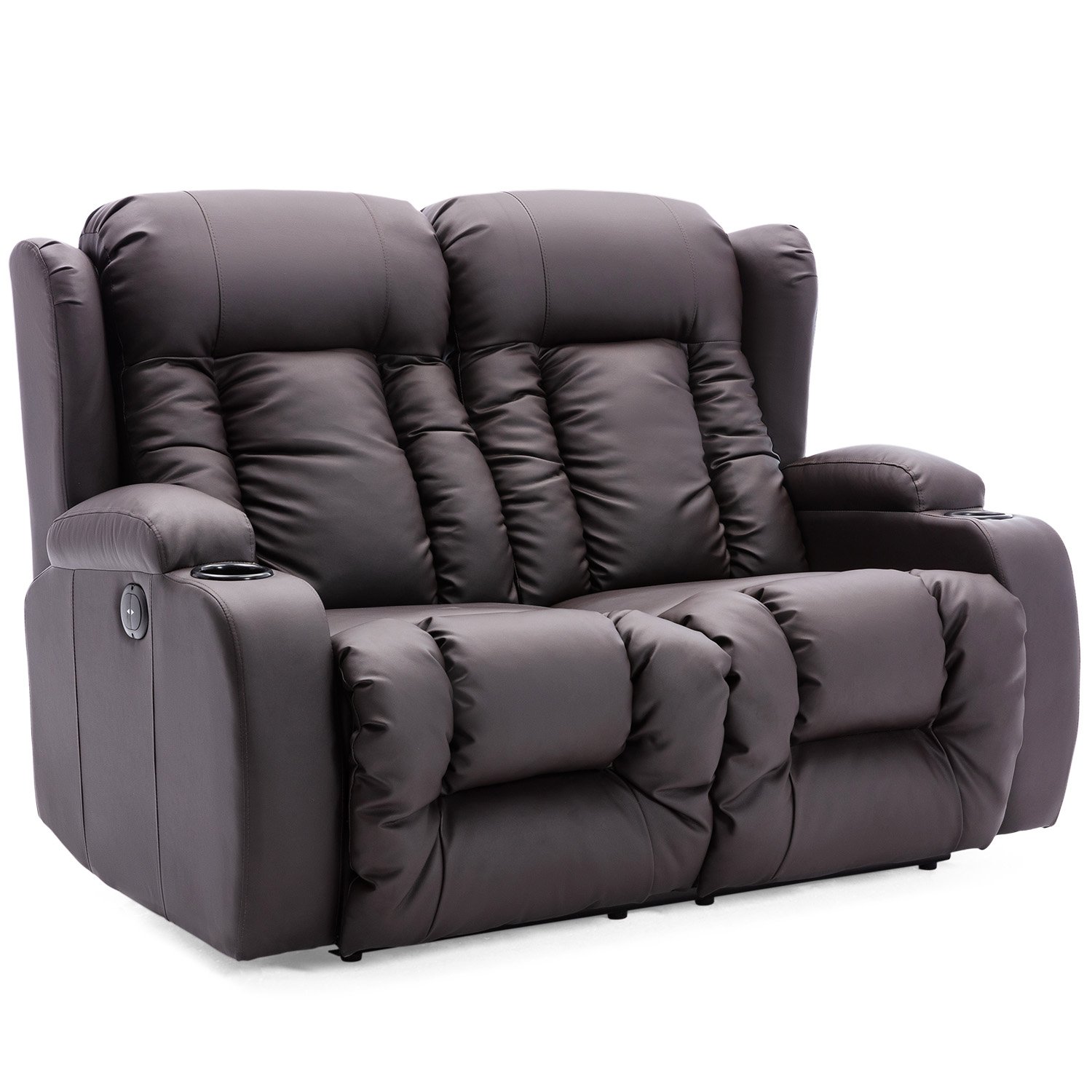 Furniture Online Caesar Electric Recliner 2 Seater Leather Sofa – Brown - Image 1