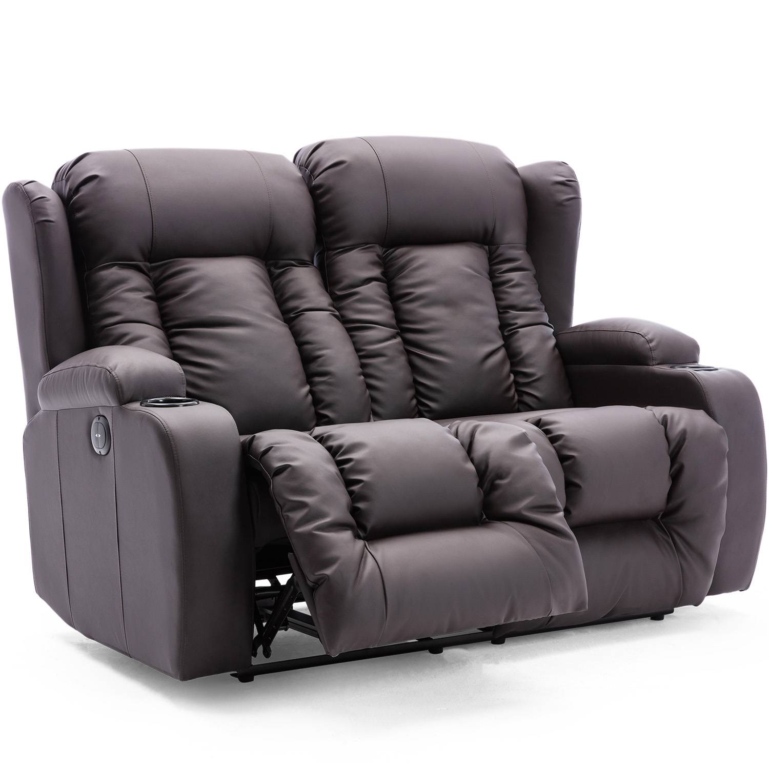 Furniture Online Caesar Electric Recliner 2 Seater Leather Sofa – Brown - Image 2