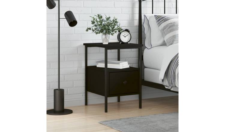 Walplus Engineered Wood Bedside Cabinet - Black - 34 x 36 x 50 cm
