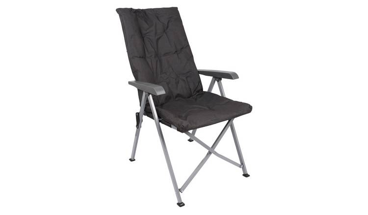 Harbour Housewares High Back Padded Reclining Camping Chair - Black
