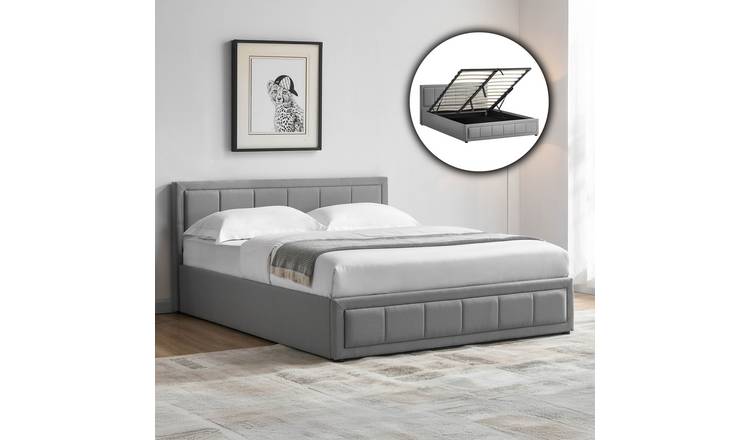 Vida Designs Vanita King Size Ottoman Fabric Bed With Foam Mattress - Light Grey