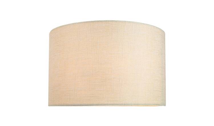 Happy Homewares Sleek Cream Linen Fabric Drum Lampshade - 35cm