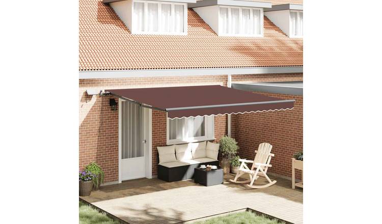 Walplus Electric Polyester Retractable - Brown - 400x300 cm - Anthracite Frame