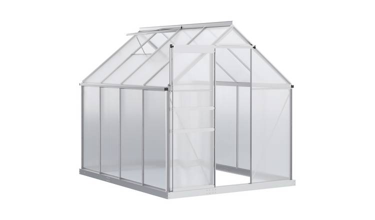 Outsunny Polycarbonate Adjustable Roof Vent Greenhouse – Silver