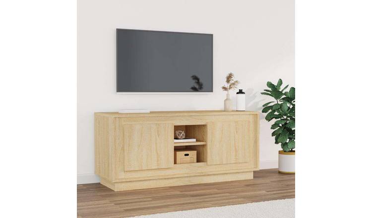 Walplus Engineered Wood TV Cabinet - Light Oak - 102 x 35 x 45 cm
