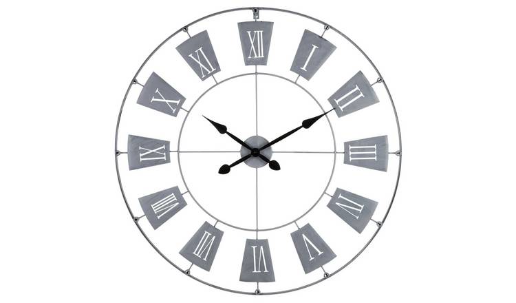 Orsina Vitus 90cm Dia Metal Large Wall Clock - Grey