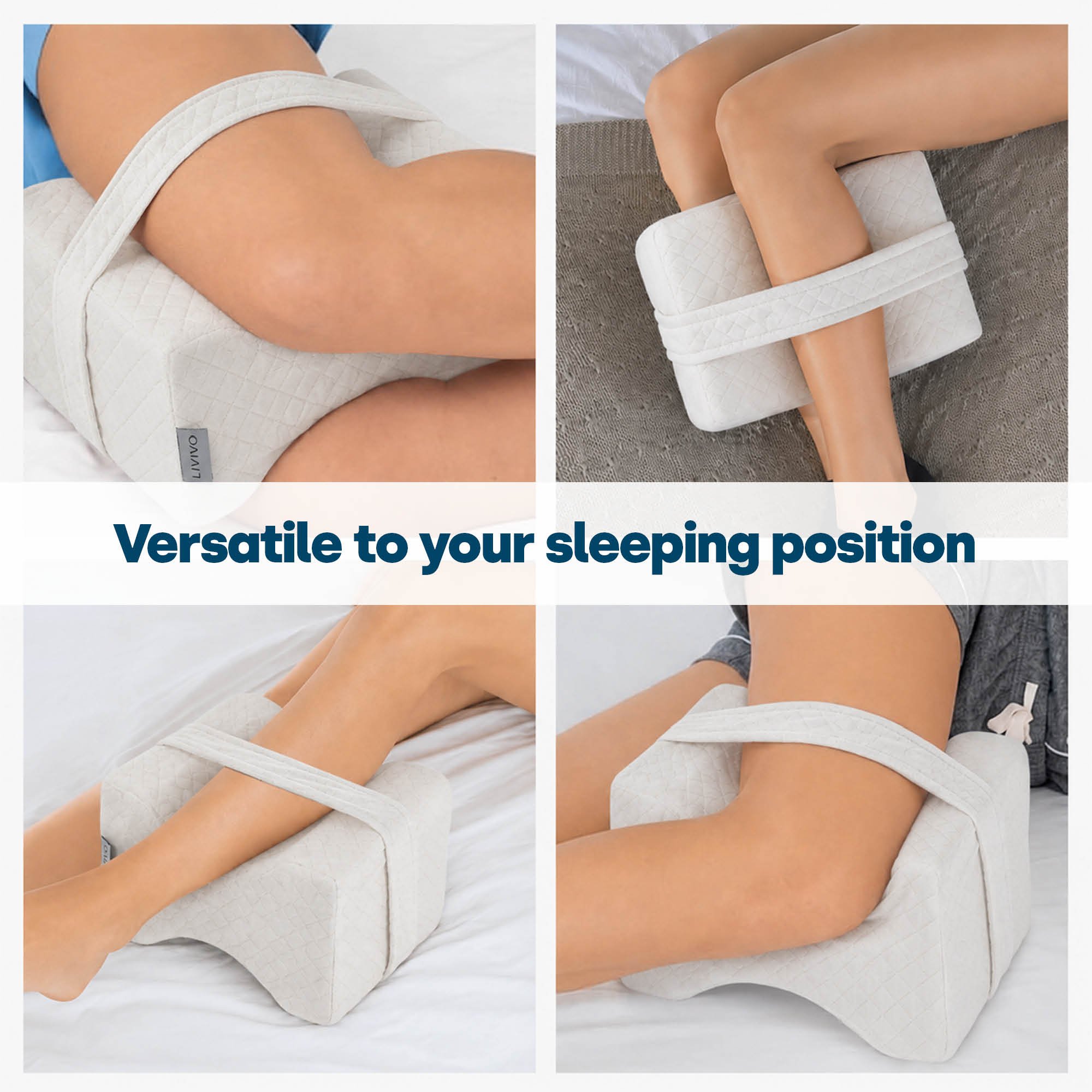 LIVIVO Adjustable Strap Ergonomic Leg Pillow - White - Image 2