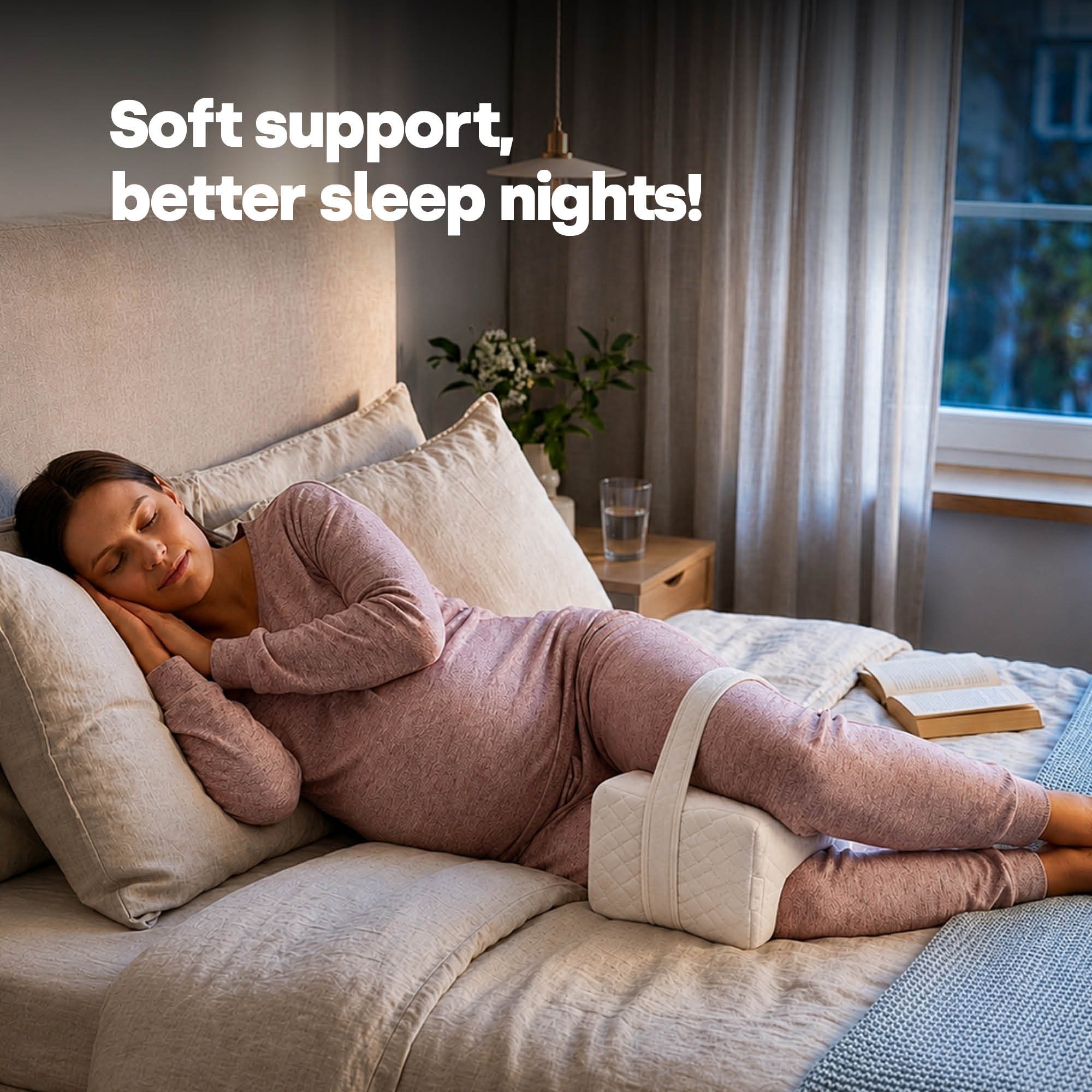 LIVIVO Adjustable Strap Ergonomic Leg Pillow - White - Image 4