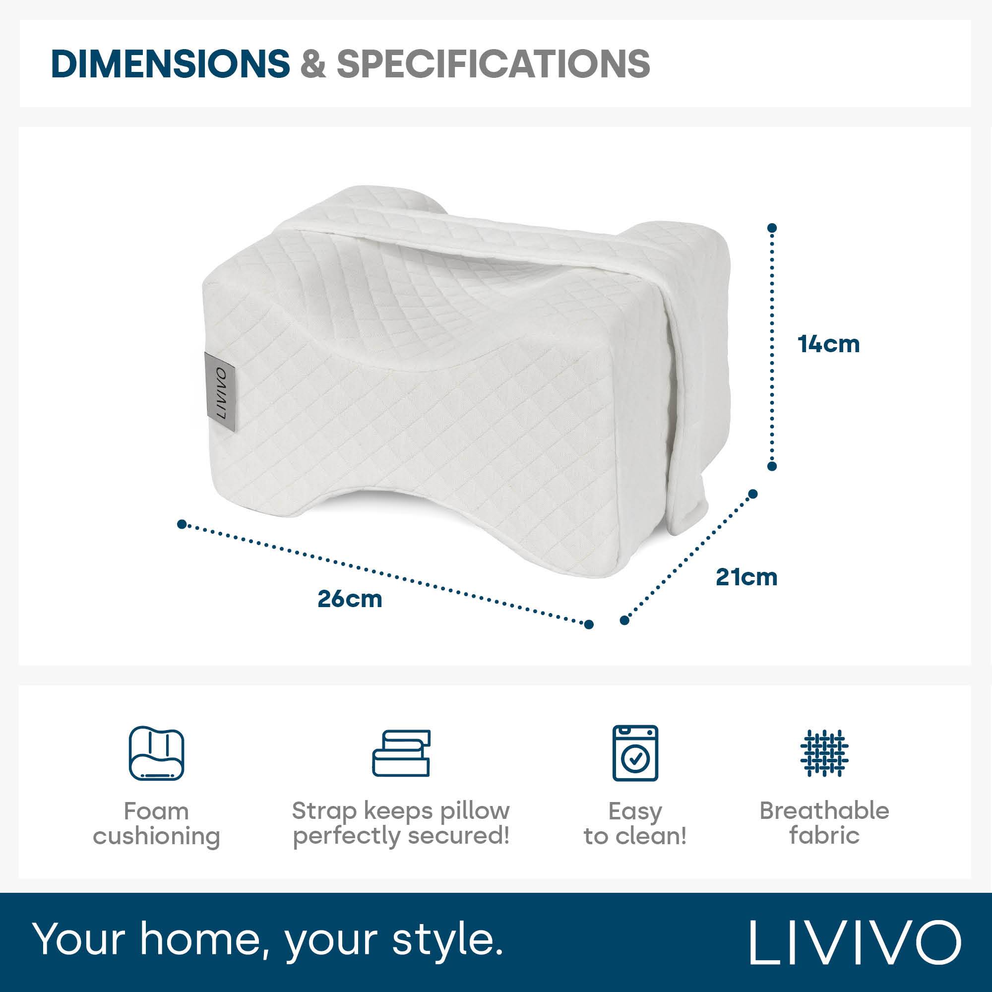 LIVIVO Adjustable Strap Ergonomic Leg Pillow - White - Image 6