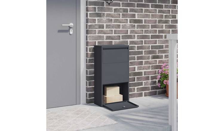 Walplus Steel Parcel Drop Box with Storage - Anthracite - 44 x 22 x 82 cm