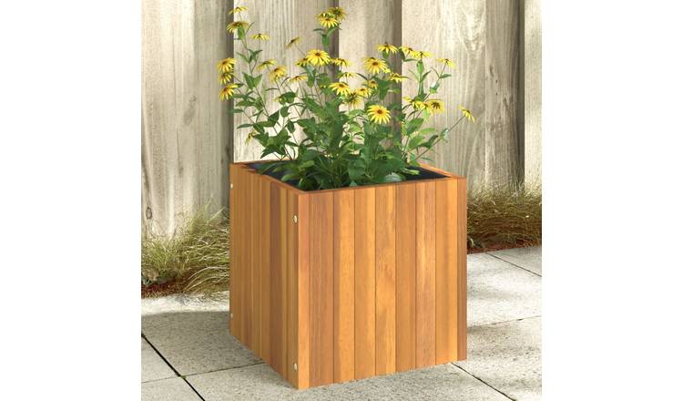 Walplus Acacia Wood Garden Planter - 35 x 35 x 35 cm