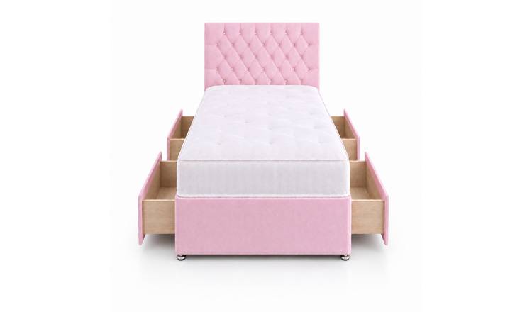 Comfy Deluxe 4ft6 Double     4 Drawer  Velvet  Divan Bed Set -  Pink