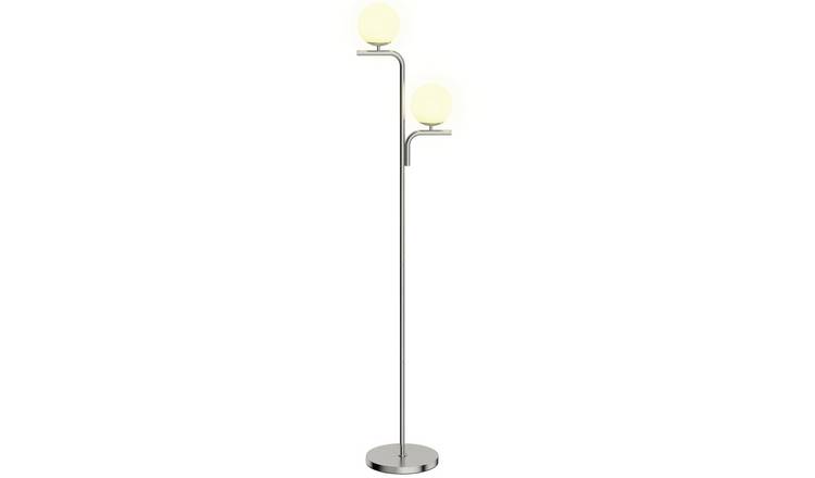 HOMCOM LED Dimmable Globe Glass Shades Floor Lamp - Silver Tone