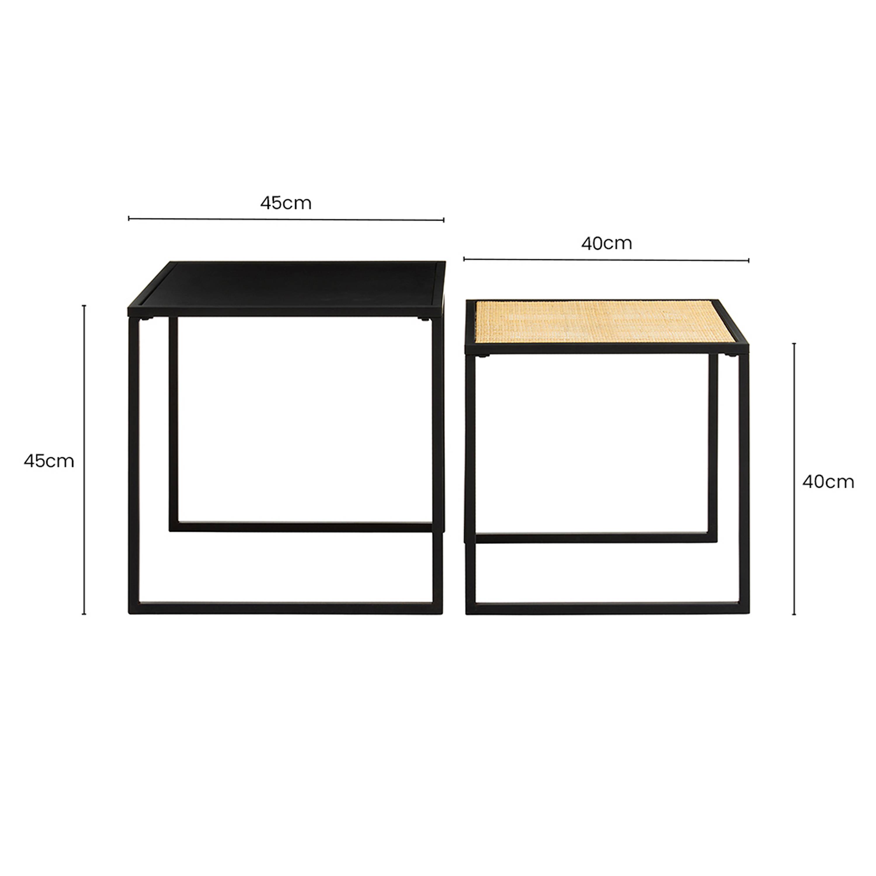 Orsina Depok Rattan and MDF Nest of Two Side Tables - Black - Image 5
