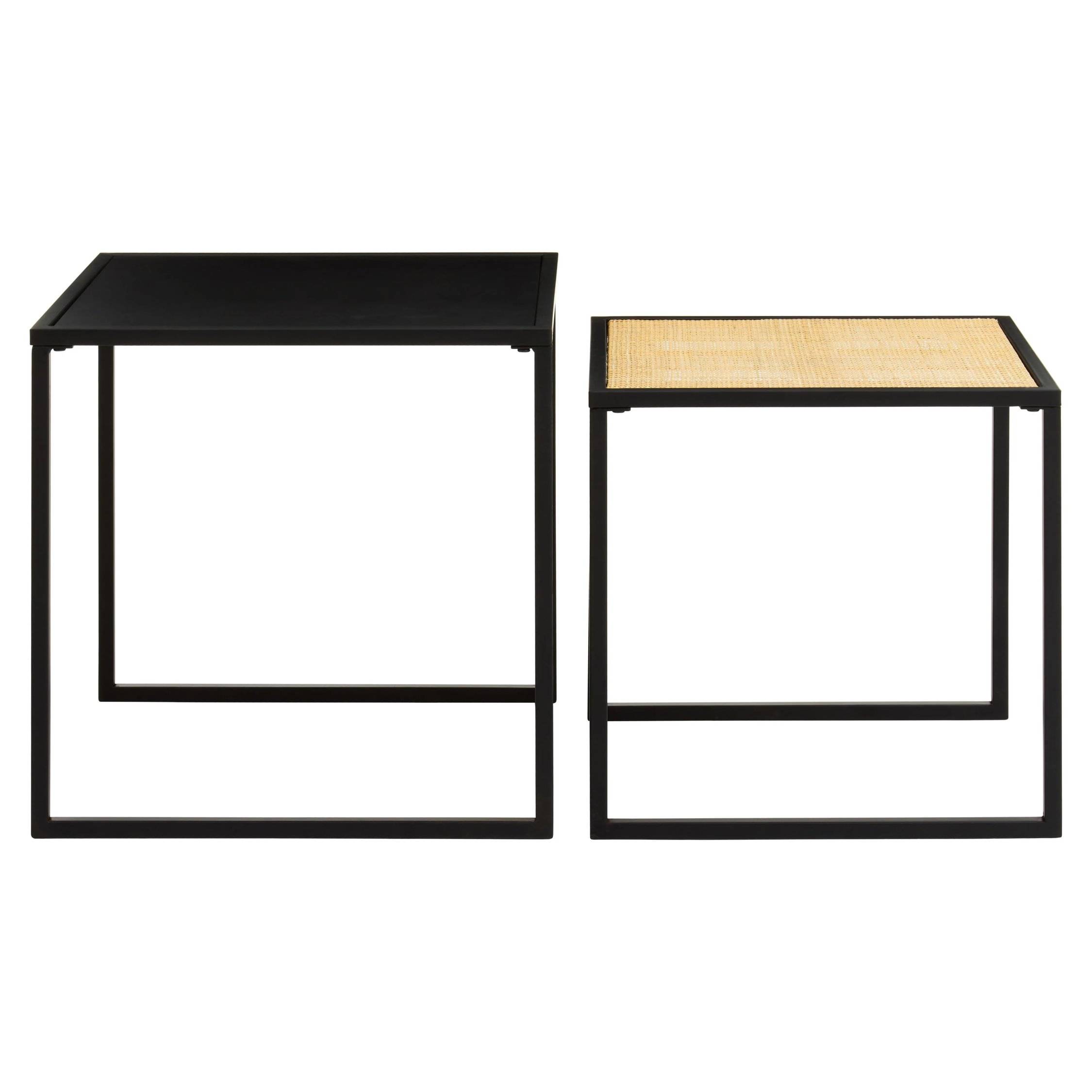 Orsina Depok Rattan and MDF Nest of Two Side Tables - Black - Image 2