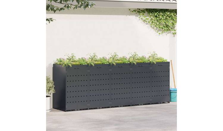 Walplus Steel Wheelie Bin Store - Anthracite - 340 x 77.5 x 121.5 cm
