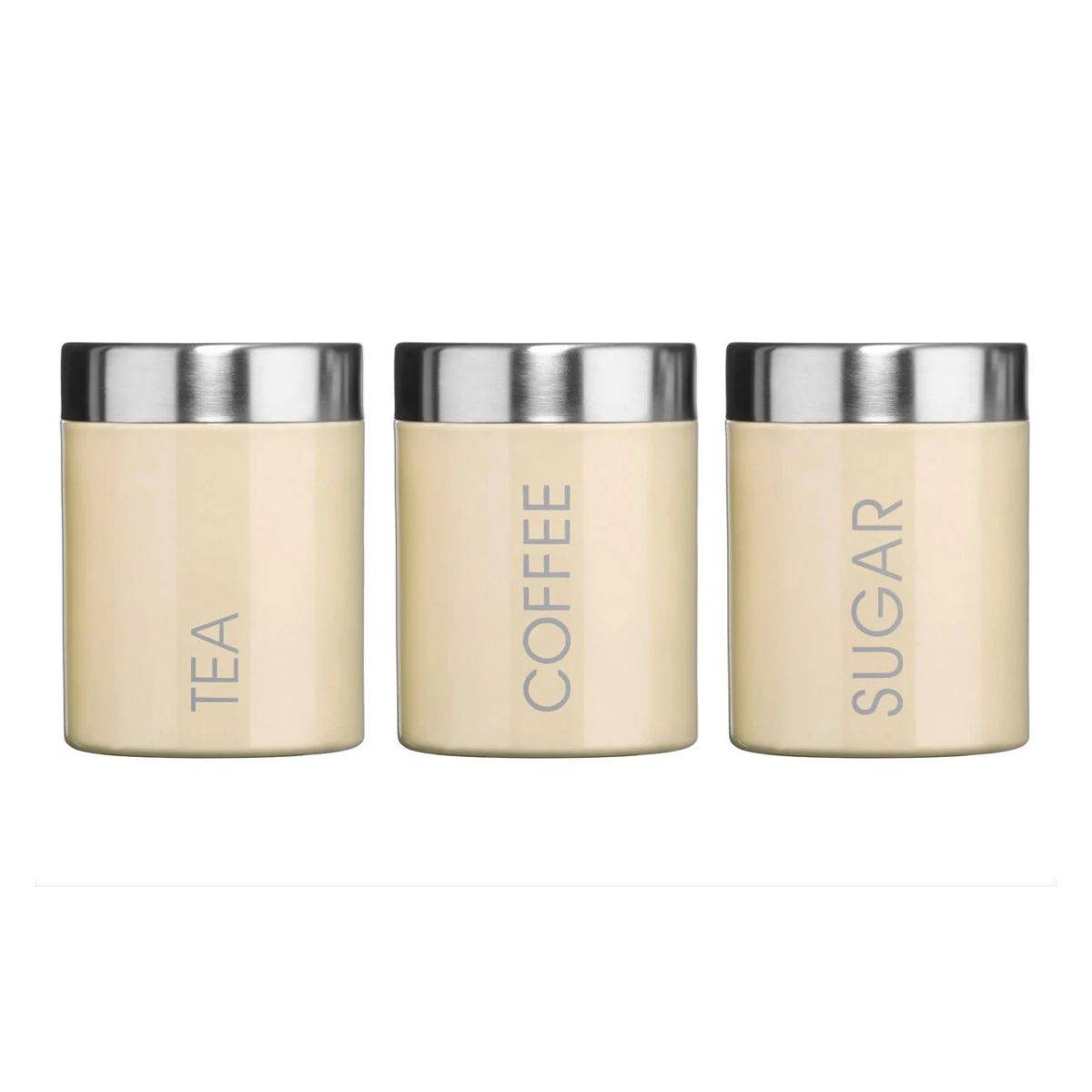 Orsina Liberty Set of 3 Enamel Tea Coffee and Sugar Canisters – Cream - Image 1