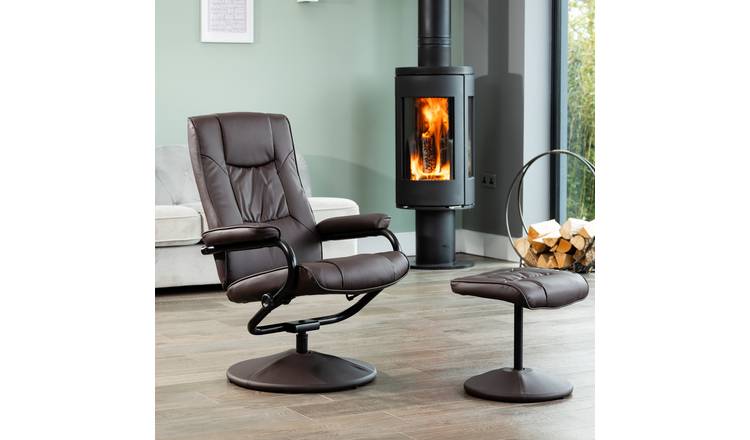 Artemis Home Gibson Swivel Recliner and Footstool - Brown