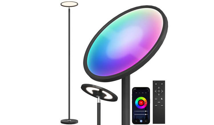 HOMCOM RGB Smart Steel Floor Lamp - Black