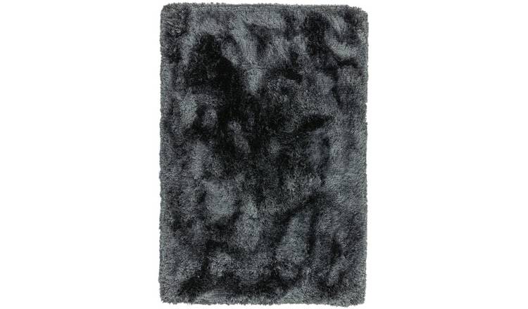 Mega Flooring Grey Shaggy Plain Rug - 70 x 140cm