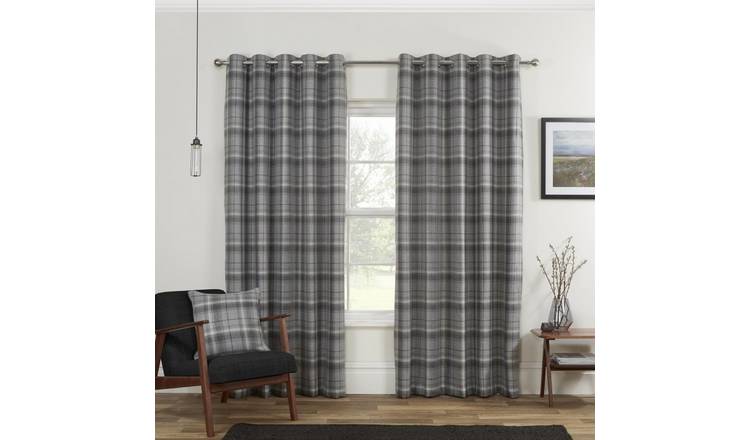 Sundour Carnoustie Eyelet Curtains - Grey - 117 x 183cm