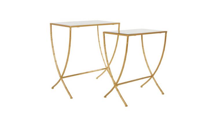 Orsina Avantis Set of 2 Bamboo Design Side Tables – Gold
