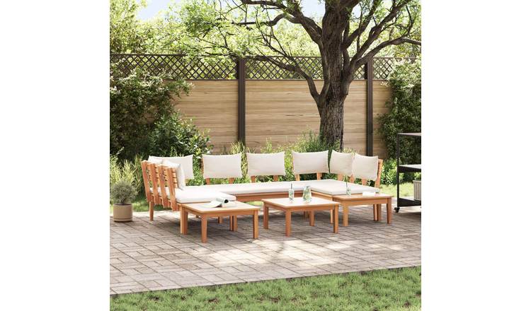 Walplus 4 Piece Garden Sofa Set Tall Unit - Brown and Cream - 60 x 60 x 30 cm