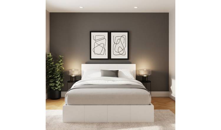 GFW End Lift Small Double Faux Leather Ottoman Bed with Mattress - White